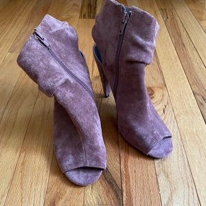 Mauve suede high heeled sandal shoe